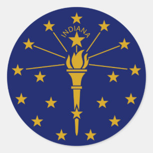 Pegatina Redonda Bandera del Estado de Indiana