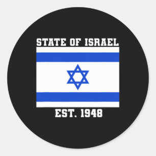 Pegatina Redonda Bandera Del Estado De Israel Este. Día de la Indep