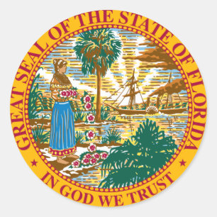 Pegatina Redonda Bandera del estado de la Florida