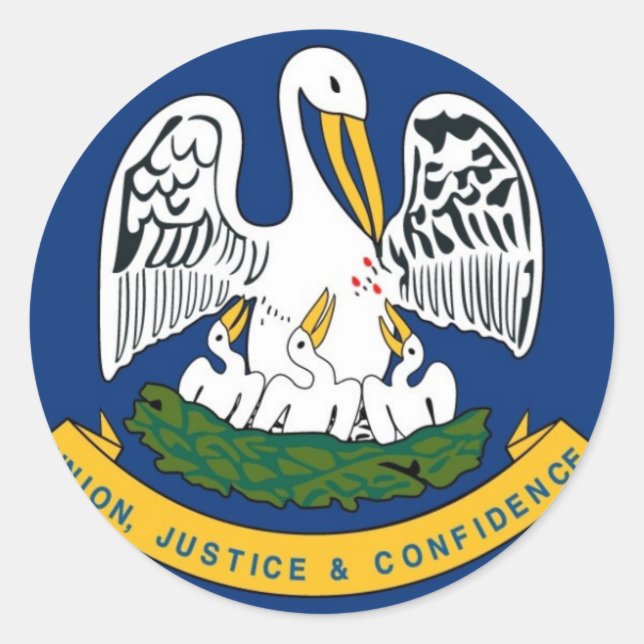 Pegatina Redonda Bandera del estado de Louisiana (Anverso)