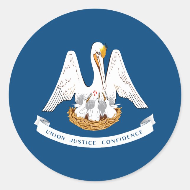 Pegatina Redonda Bandera del estado de Luisiana (Anverso)