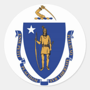 Pegatina Redonda Bandera del estado de Massachusetts