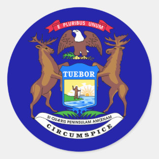Pegatina Redonda Bandera del estado de Michigan