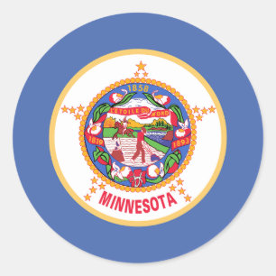 Pegatina Redonda Bandera del estado de Minnesota