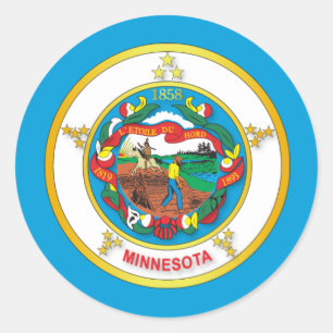 Pegatina Redonda Bandera del estado de Minnesota