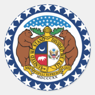 Pegatina Redonda Bandera del estado de Missouri