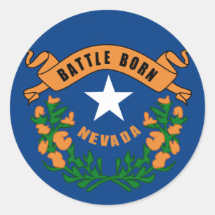 Pegatina Redonda Bandera del estado de Nevada
