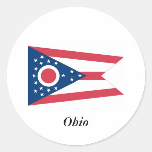 Pegatina Redonda Bandera del Estado de Ohio