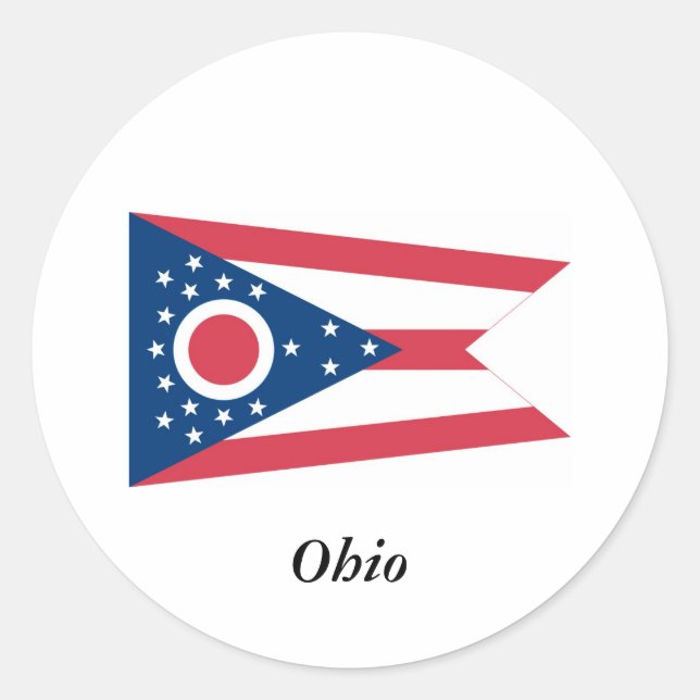 Pegatina Redonda Bandera del Estado de Ohio (Anverso)