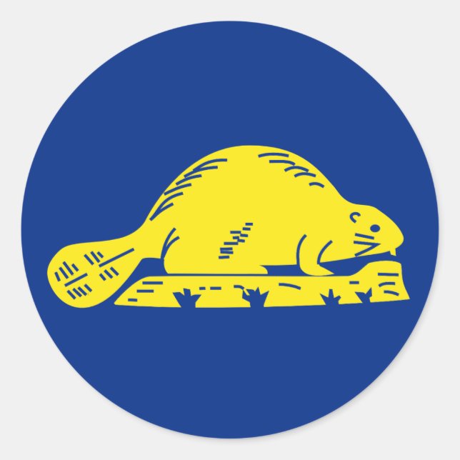 Pegatina Redonda Bandera del Estado de Oregon (Anverso)