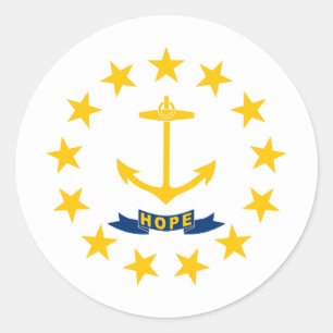 Pegatina Redonda Bandera del estado de Rhode Island