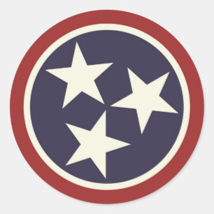 Pegatina Redonda Bandera del estado de Tennessee
