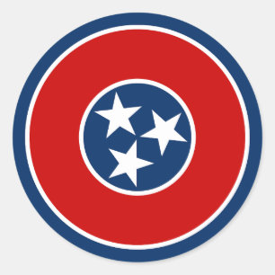 Pegatina Redonda Bandera del estado de Tennessee