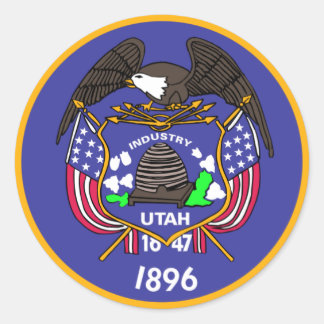 Pegatina Redonda Bandera del estado de Utah