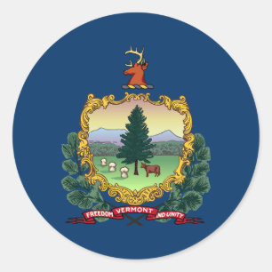 Pegatina Redonda Bandera del Estado de Vermont