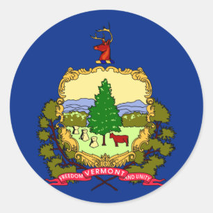 Pegatina Redonda Bandera del Estado de Vermont