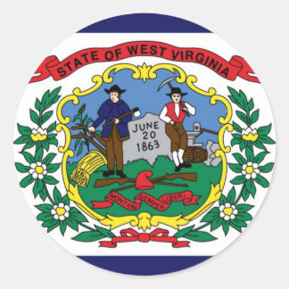 Pegatina Redonda Bandera del Estado de Virginia Occidental