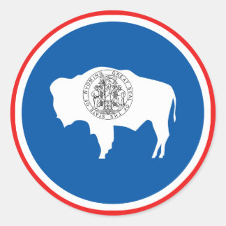 Pegatina Redonda Bandera del estado de Wyoming