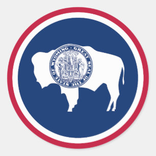 Pegatina Redonda Bandera del estado de Wyoming