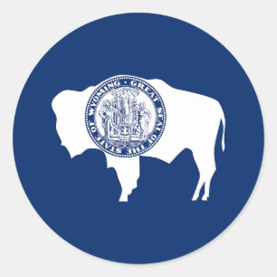 Pegatina Redonda Bandera del estado de Wyoming