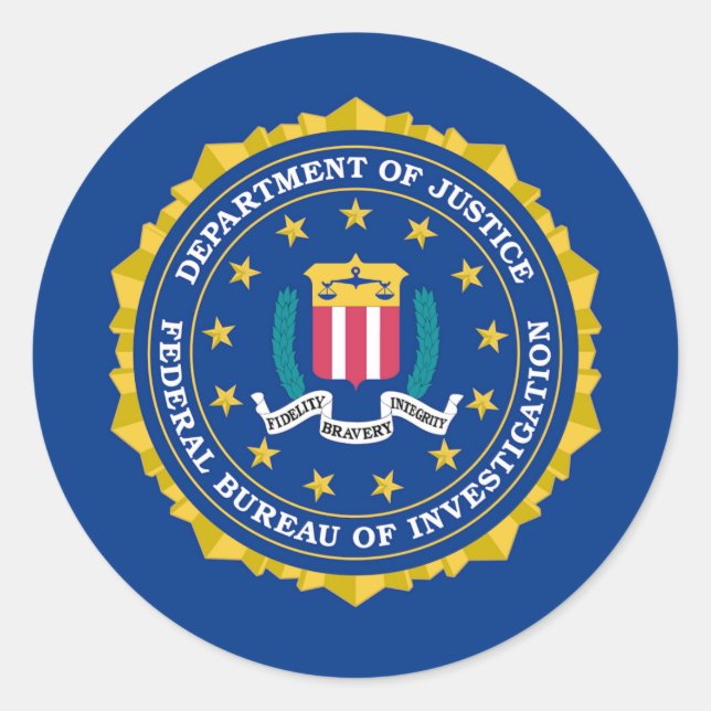 Pegatina Redonda Bandera del FBI (Anverso)