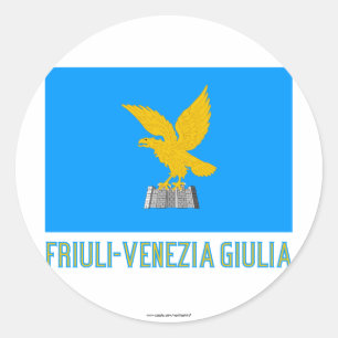 Pegatina Redonda Bandera del Friuli-Venezia Giulia con nombre