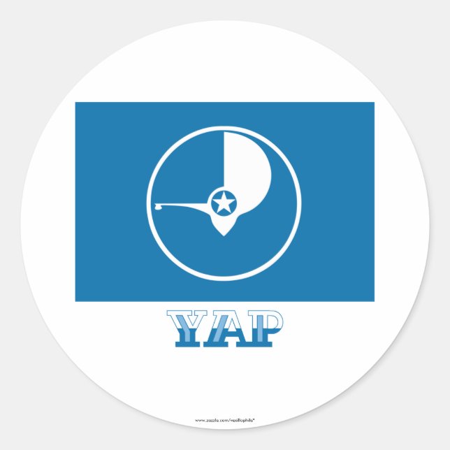 Pegatina Redonda Bandera del ladrido, con nombre (Anverso)