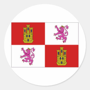 Pegatina Redonda Bandera del León de Castilla de España
