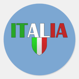 Pegatina Redonda Bandera del logo de Italia escudo para italianos