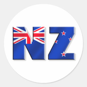 Pegatina Redonda Bandera del logo de Nueva Zelanda