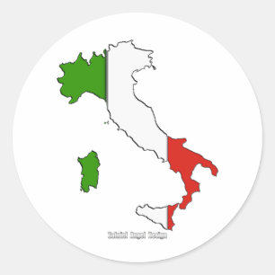 Pegatina Redonda Bandera del mapa de Italia
