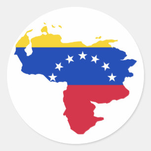 Pegatina Redonda Bandera del mapa de Venezuela. Añadir tu propio te