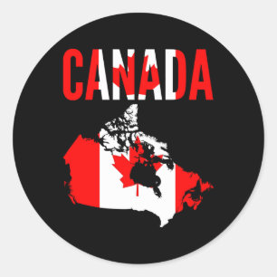 Pegatina Redonda Bandera del mapa del país canadiense