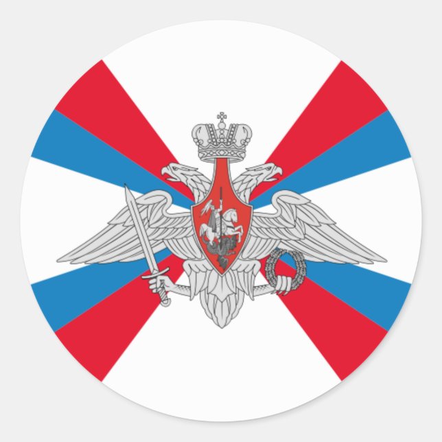 Pegatina Redonda Bandera del Ministerio de Defensa de Rusia (Anverso)