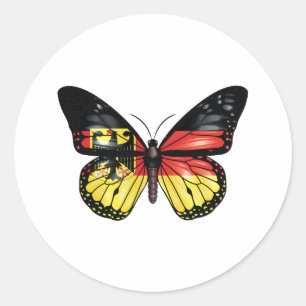 Pegatina Redonda Bandera del monarca de la mariposa de Alemania