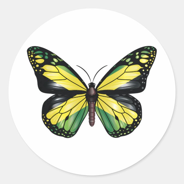 Pegatina Redonda Bandera del monarca de la mariposa de Jamaica (Anverso)