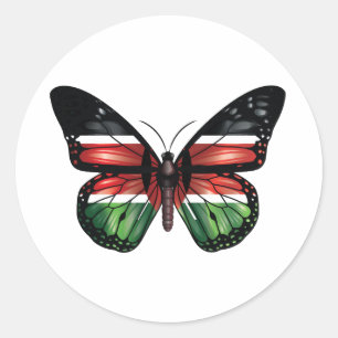 Pegatina Redonda Bandera del monarca de la mariposa de Kenia