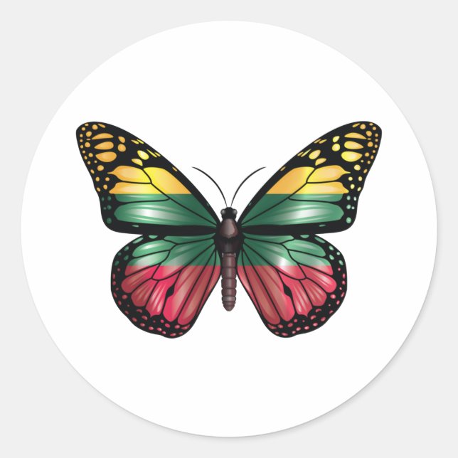 Pegatina Redonda Bandera del monarca de la mariposa de Lituania (Anverso)