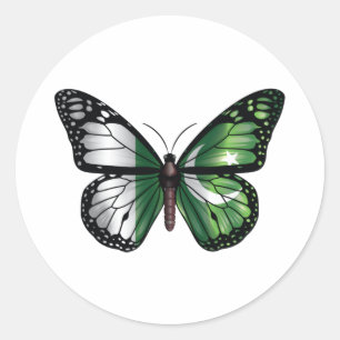Pegatina Redonda Bandera del monarca de la mariposa de Pakistán