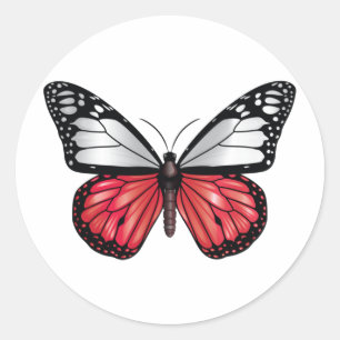 Pegatina Redonda Bandera del monarca de la mariposa de Polonia