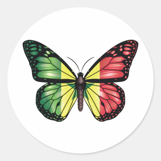 Pegatina Redonda Bandera del monarca de la mariposa de Senegal (Anverso)