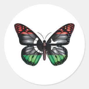 Pegatina Redonda Bandera del monarca de la mariposa libia