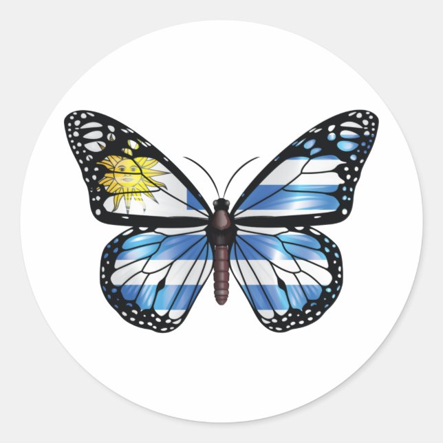 Pegatina Redonda Bandera del monarca de la mariposa uruguaya (Anverso)