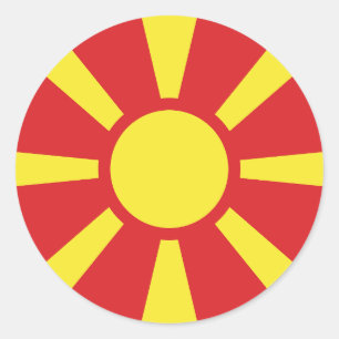 Pegatina Redonda Bandera del Norte de Macedonia