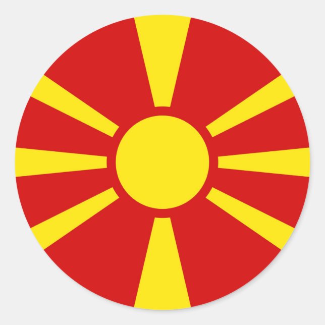 Pegatina Redonda Bandera del Norte de Macedonia (Anverso)