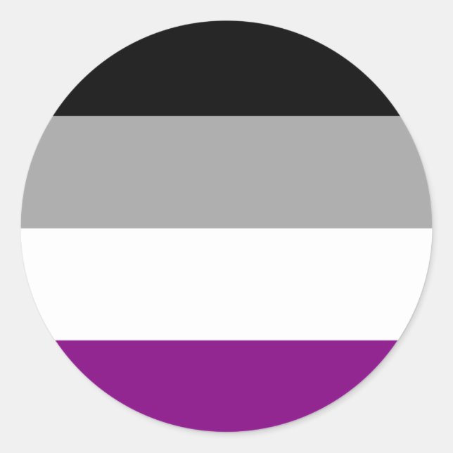 Pegatina Redonda Bandera del Orgullo Asexual (Anverso)