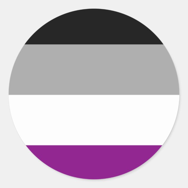 Pegatina Redonda Bandera del Orgullo Asexual (Anverso)