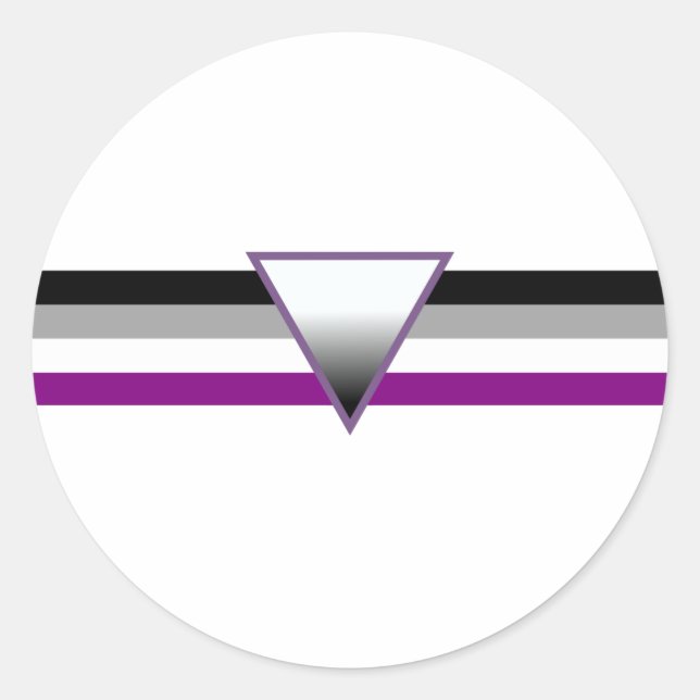 Pegatina Redonda Bandera del Orgullo Asexual (Anverso)
