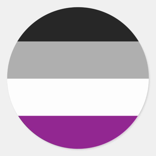 Pegatina Redonda Bandera del Orgullo Asexual (Anverso)