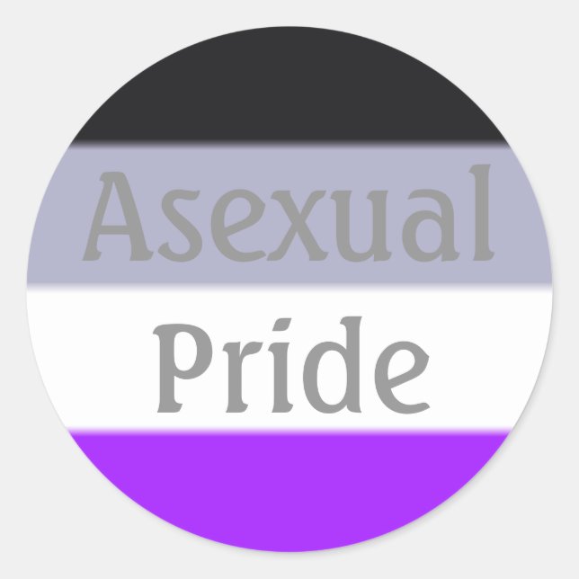 Pegatina Redonda Bandera del Orgullo Asexual de Caída (Texto) (Anverso)